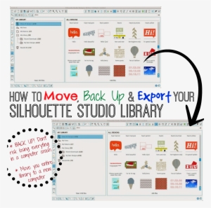 Silhouette Studio, Library, Move, Back Up, Export, - Silhouette #2744206