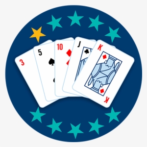 Five Playing Cards Appear Face Up, Showing A Red 3, - Poker #2745074
