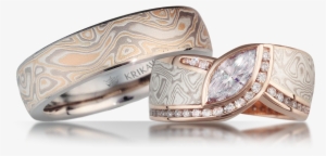 Mokume Gane Wedding Set - Mokume Wedding Band #2750932
