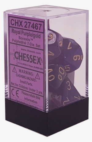 Borealis Royal Purple With Gold Polyhedral - Chessex Stealth Specked Polyhedral-7 Die Set #2751999