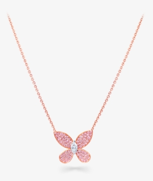 A Graff Pavé Butterfly Pink And White Diamond Pendant - Pendant #2754248