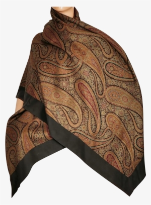 Vintage Harrods Wool And Silk Shawl Scarf Paisley Pattern - Scarf #2754448