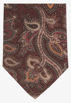 Red Flower Paisley Print Wool Tie - Necktie #2754481