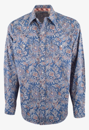 Stetson Blue Brocade Paisley Snap Shirt #2754825