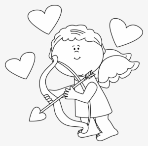 Black And White Cupid With Hearts Clip Art - Cupid With Black Background #2756269