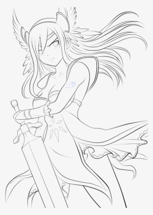 The Scarlet Valkyrie- Erza Ft Lineart By Eddmos On - Fairy Tail #2757187