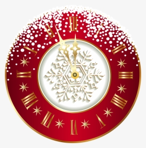 Red New Year Clock Png Clipart Image - Tubes New Year 2017 Png #2758239