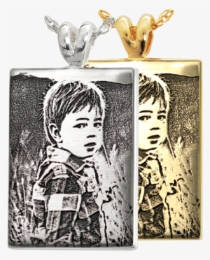 Rectangle Jewelry With Engraved 3d Photo - B&b Rectangle Actual Pawprint Jewelry #2759833