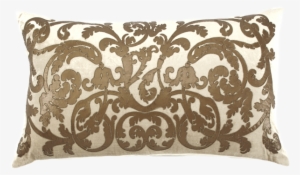 Beige Velvet Gold Stencil Gold Outline - Gold #2761345