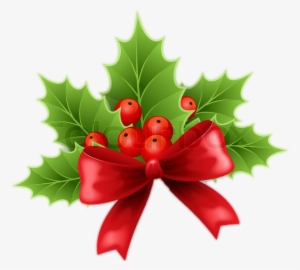 Christmas Holly Berries - Red Ribbon With Holly #2761812
