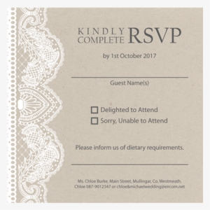 Lace On Beige Wedding Rsvp - Vintage Lace Png #2762982