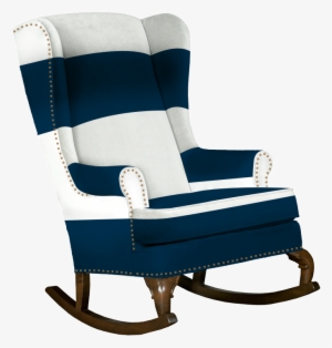 Navy And White Traditional Wingback Rocking Chair With - Rocking Chair #2763350