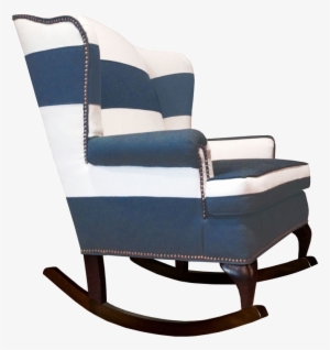 Navy And White Traditional Wingback Rocking Chair With - Pink Transparent Png Nursery Decor #2763526