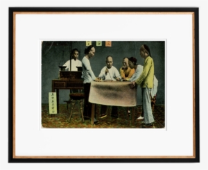 Vintage Original 1910 Chinese Men Gambling In Hong - Picture Frame #2766588
