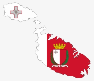 Malta Map Flag With Coat Of Arms - Flag Map Of Malta #2772850