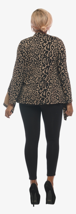 Cozy Animal Print Cardigan With Open Front - Coat #2775934