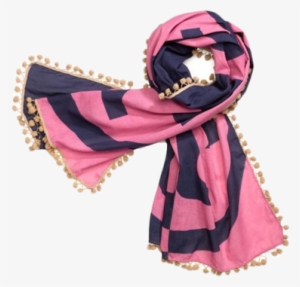 Printed Reva Scarf With Pom-poms - Scarf #2776471
