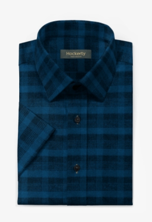 Blue Short Sleeved Flannel Checked Shirt - Checked Shirt Folded #2780606