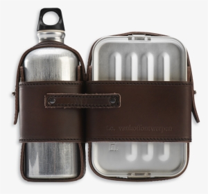 Leather Strapped Canteen And Lunch Box Set-0 - Stylish Mens Lunch Box #2781677