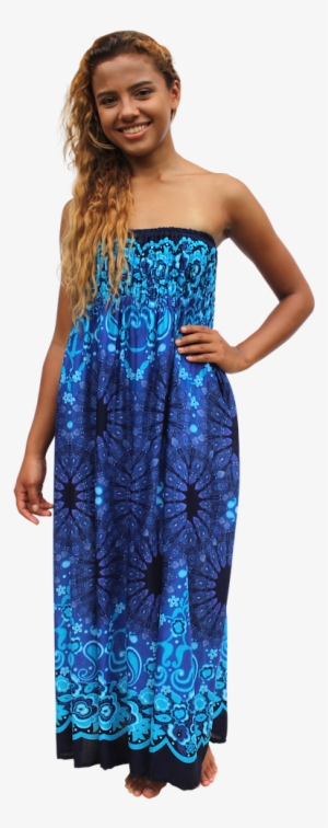 Blue Mandala Womens Maxi Dress Bohemian Island - Gown #2782079