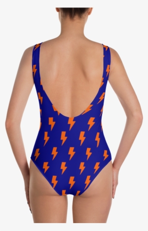 Orange & Blue Split Lightning Bolts One-piece - Face Emoji Smiley #2782222