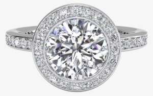 Source - Www - Ritani - Com - Report - Wedding Rings - Round Halo Engagement Ring With Diamond Band #2782428