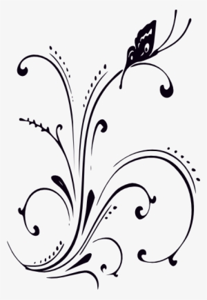 Black And White Butterfly And Scrolls Clip Art At Clker - Clipart Flowers And Butterflies Black And White #2790347