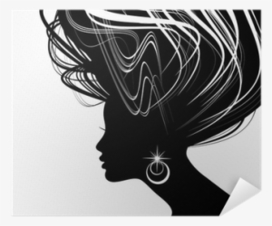Woman Face Silhouette With Wavy Hair Poster • Pixers® - Capelli Donna Sagoma Png #2794552