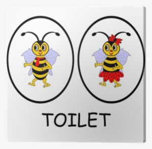 Funny Cartoon Bees Canvas Print • Pixers® • We Live - Toilet #2798509