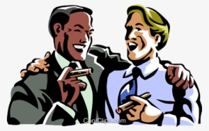 Men Laughing While Smoking A Cigar Royalty Free Vector - Men Laughing Clipart #281431