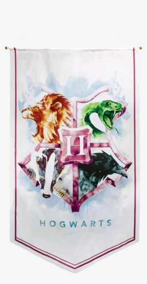 Hogwarts Watercolour Satin Banner - Watercolour Harry Potter #283512