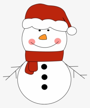 Clipart Snowman Hat Outline - Snowman With Santa Hat #284563