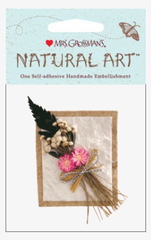 Pink Straw Flowers W/bow, Sticker, Mrs - Mrs. Grossman's Natural Art-three White Flowers #287354