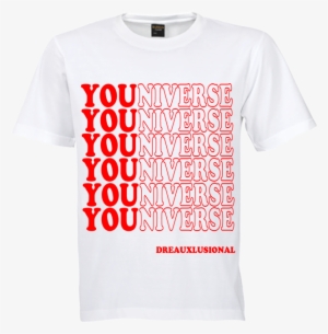 Image Of Youniverse White Tee - Lucky Me Supreme Logo #288441