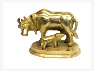 Brass Statue Cow And Calf / Kamadenu - Statue #289275