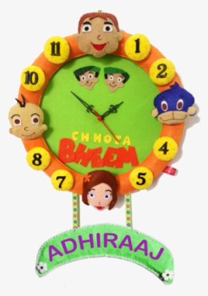 Felt 3d Chhota Bheem Friends Personalised Wall Clock - Chhota Bheem #289694