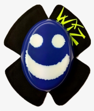 White On Blue Smiley Face - Isle Of Man Knee Sliders #2800575