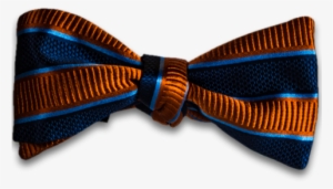 Navy Blue And Orange Striped Mogador Silk Self Tie - Motif #2804515