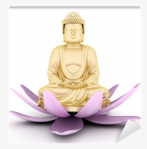 Image Of A Gold Statue Of Buddha And A Lotus Flower - Gautama Buddha #2804784