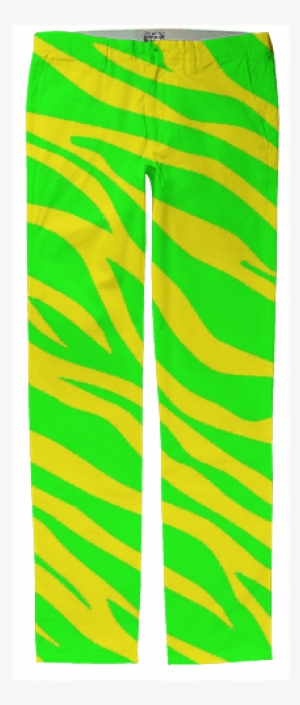Neon Green And Yellow Zebra Striped Trouser $125 - Board Short #2806101