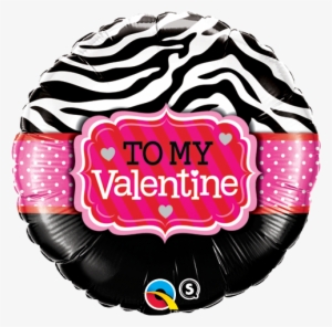 18" To My Valentine Zebra Stripes Foil Balloon #2806279