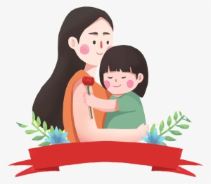 Hand Drawn Cartoon Mother Holding Child Decorative - 母亲 与 孩子 #2806485