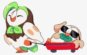 Dartrix Pulling Rowlet Along In The Little Red Wagon - Cartoon #2807684