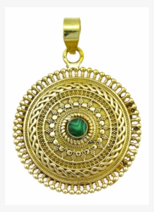 Brass Pendant Malachite Circles Plait 42 Mm Antique #2812871