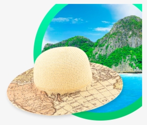 Fashion Sun Hat Map Print - Fedora #2813579