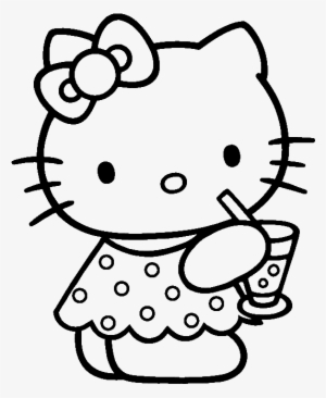 Hello Kitty Was Drinking Delicious Coloring Page - Cartoon Characters For Colouring #2814309