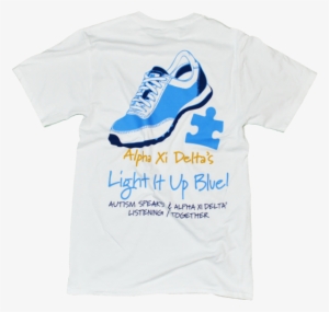 Alpha Xi Delta White 5k Autismspeaks Back - Playeras Con Frases En Español #2817091