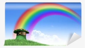 Leprechaun Hat With Gold On A Grassy Hill Wall Mural - Rainbow #2819817
