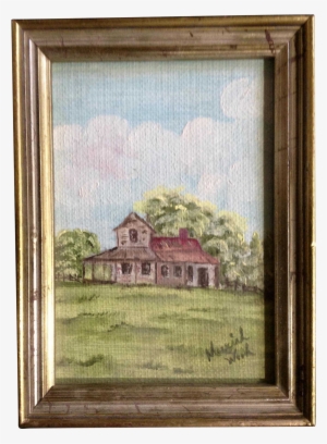 Muriel Wood, A Home On An Grassy Hill, Original Oil - Picture Frame #2819911