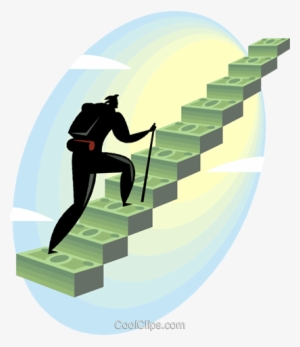 Man Climbing Stairs Made Of Money Royalty Free Vector - Stairs Made Of Money #2820537